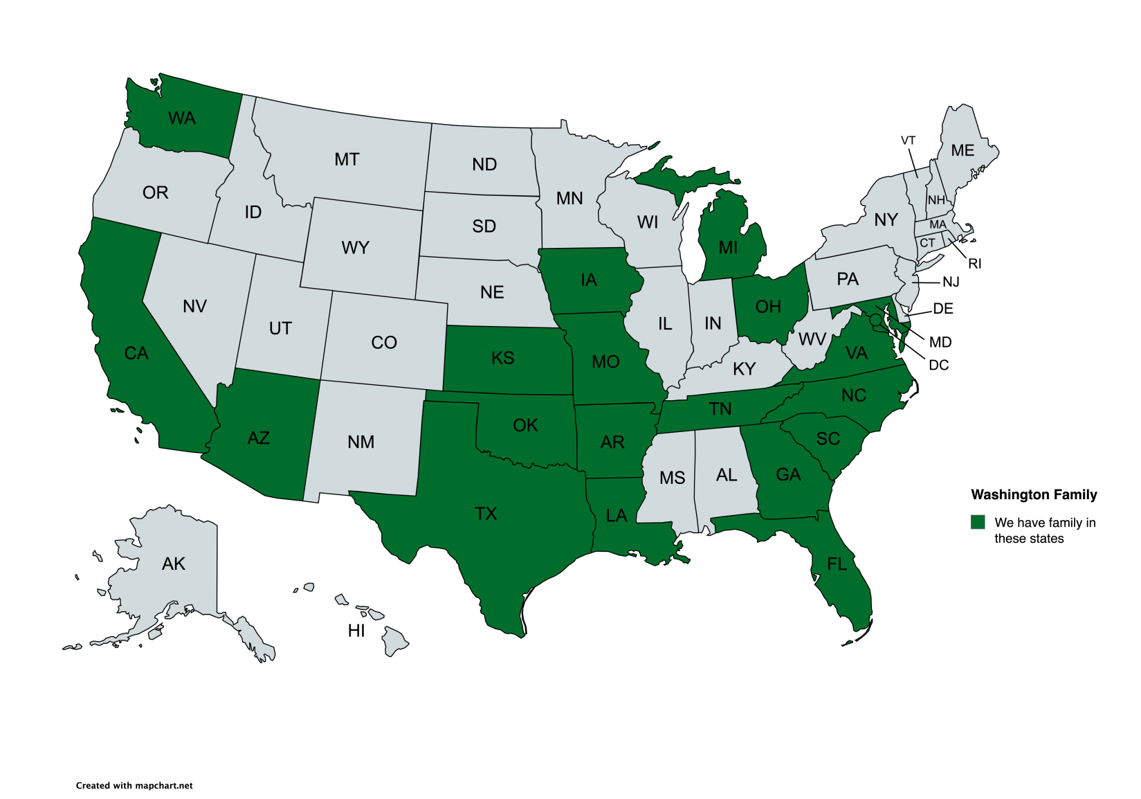 Washington Family Reunion Map